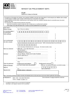 Fillable Online Msa Idf Mandat De Prelevement Sepa Rum Msa Idffr Fax