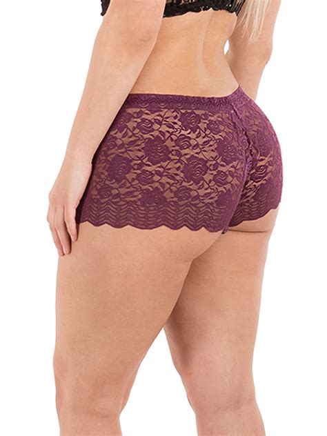 Barbra Womens Lace Boy Shorts Panties Regular And Plus Size Multi Pack