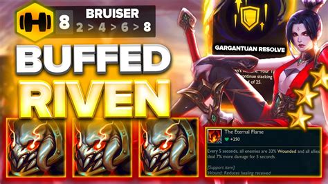 BUFFED 8 BRUISER RIVEN CARRY IS INSANE NOW Teamfight Tactics Set