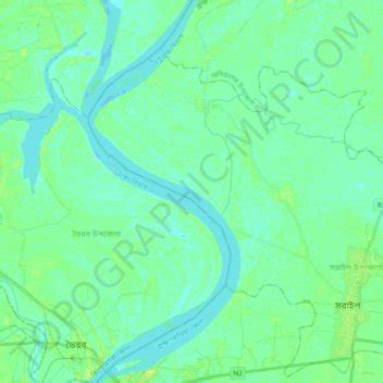 Meghna River topographic map, elevation, terrain