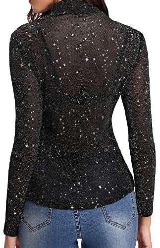 Sheer Mesh Shirt Mangopop Women S Long Sleeve Short Sleeve Glitter Sheer Mesh Tops T Shirt