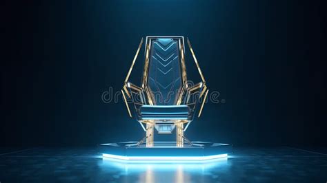 Luxury Golden Podium on Dark Blue Background. 3D Rendering Stock ...