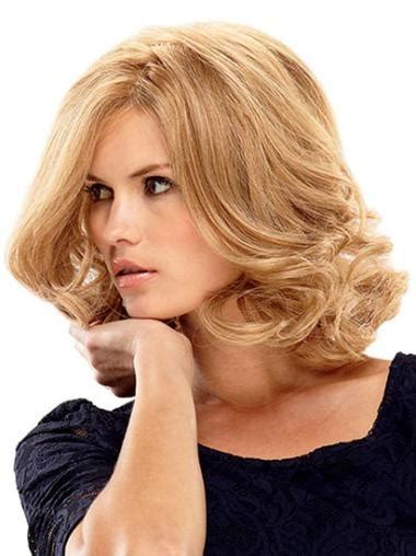 Trendy Blonde Wavy Shoulder Length Lace Front Wigs Lace Mono Frontals Usa