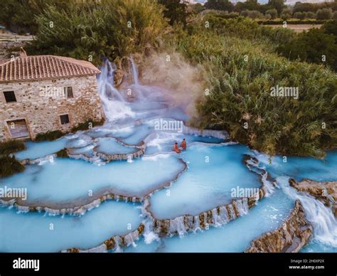 Toscane Italy, natural spa with waterfalls and hot springs at Saturnia ...