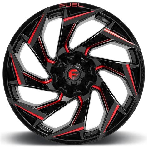 17 Fuel Wheels D755 Reaction Gloss Black With Red Milling Off Road