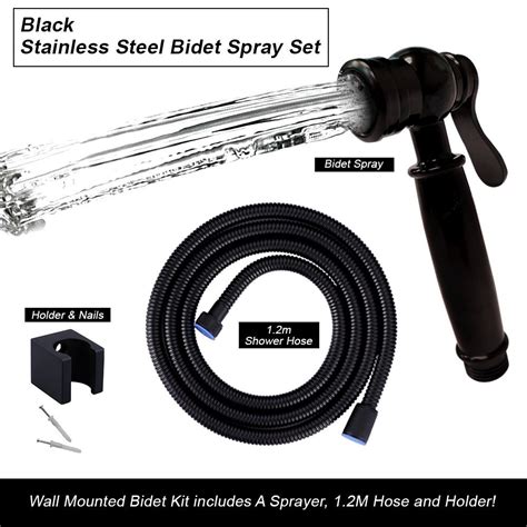 Shattaf Matt Black Toilet Bidet Hand Sprayer Set Includes Shower Hose