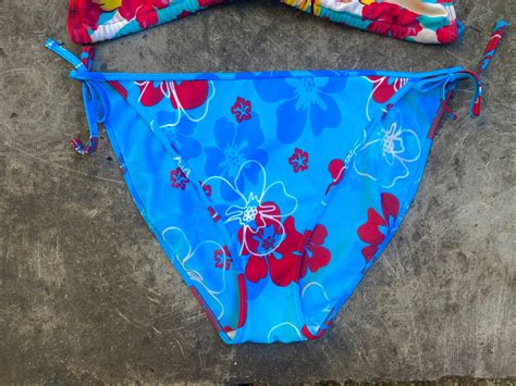 Vintage Y K Bikini Hibiscus Red And Blue Tropical Mix Match Etsy Ireland