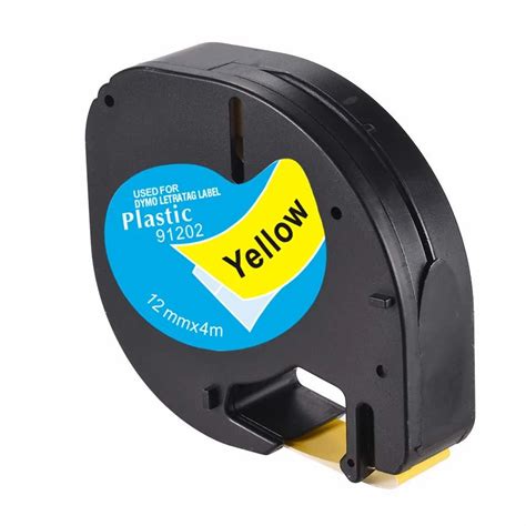 Compatible Dymo Plastic LetraTag 91202 Tape 12mm Black On Yellow At Rs