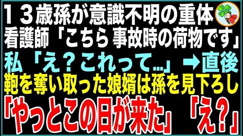 【スカッと】13歳の孫が交通事故で意識不明の重体に。看護師「こちら 事故時の荷物です」私「え？これって」 ️直後、鞄を奪い取った娘婿は孫を