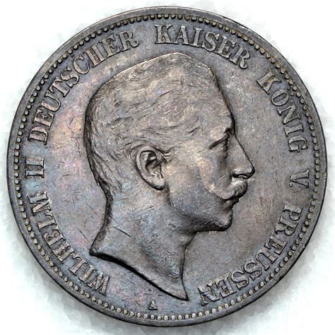 1903 A Germany 5 Mark Prussia Wilhelm II AU Silver European Coins