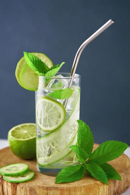 Premium Photo Cucumber Lime And Mint Lemonade Refresment Summer Drink