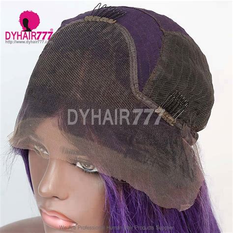 Density Lace Front Wig Color B Purple Ombre Straight Hair Virgin