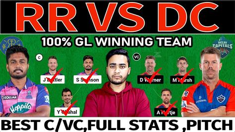 Rr Vs Dc Dream11 Prediction Rr Vs Dc Dream11 Team Rr Vs Dc 11th Match Dream11 Youtube