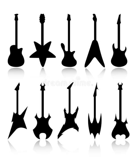 Sistema De Siluetas De Guitarras Ejemplo Del Vector Ilustración del