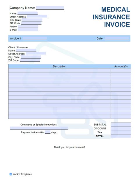 Medical Insurance Invoice Template Invoice Generator