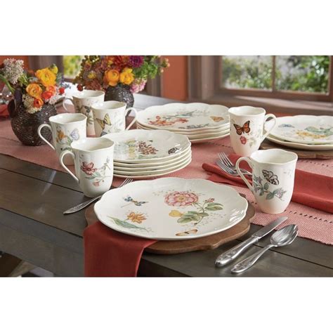 Lenox Butterfly Meadow Porcelain China Dinnerware Set Service For 6