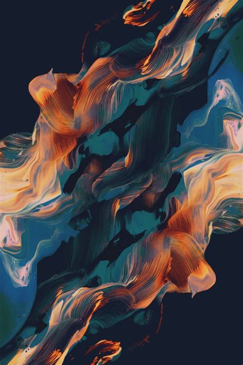 An Abstract Painting With Orange And Blue Colors