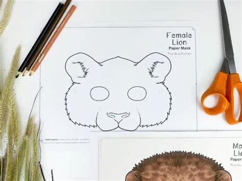 Lion Paper Mask Printable Craft Template Lions By Simply Schoolgirl