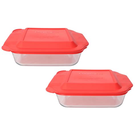 Pyrex 222 Square 2qt Glass Baking Dish With 222 PC Red Plastic Lid