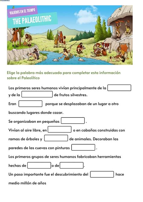 Ficha Online De La Prehistoria Para Tercero De Primaria Puedes Hacer Los Ejercicios