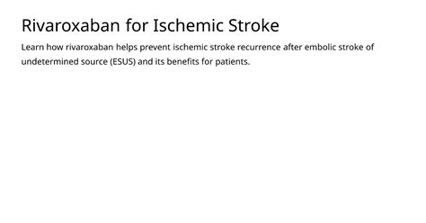 Rivaroxaban for Ischemic Stroke – meds.is