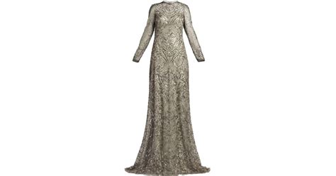 Tadashi Shoji Sequin Embellished Tulle Gown In Gray Lyst