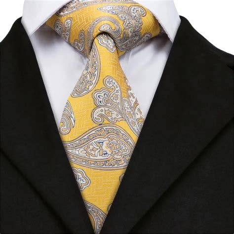 DN 1730 Luxury Designer Gold Floral Jacquare Woven Mens Ties Classic