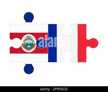 Connected Puzzle Of Flags Of Costa Rica And European Union Vector