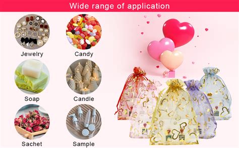 Amazon Jexila 100PCS Heart Organza Bags 5 X7 Mesh Jewelry Bags