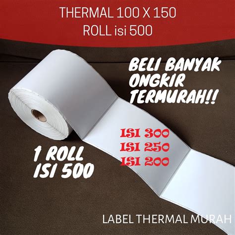 Jual Kertas Resi Label Stiker Barcode Printer Thermal Termal Ukuran A