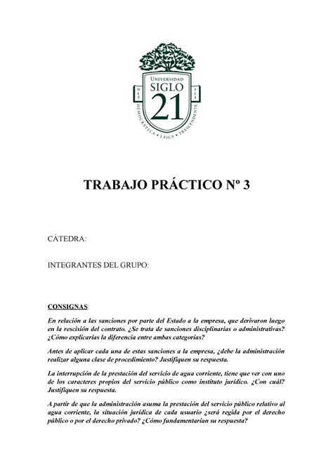 TP 3 Derecho Administrativo NG TRABAJO PRÁCTICO Nº 3 CÁTEDRA