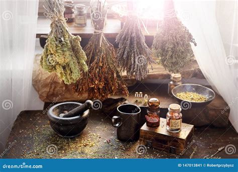 Herbal Medicine And Natural Medicine Traditional Herbal Remedies Stock