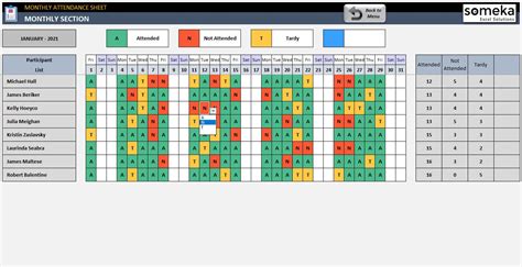 Attendance Sheet Excel Template