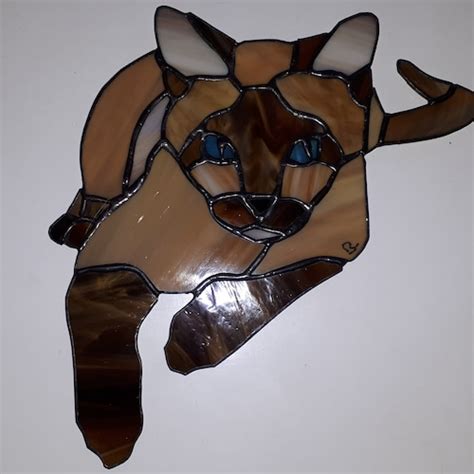 Stained Glass Cat Suncatcher For Window Cat Memorial T Etsy