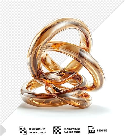 Interlocking Gold Rings Abstract Design With Transparent Background