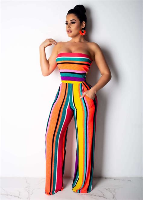 Rainbow Striped Thin Jumpsuit