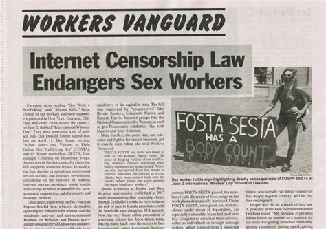 Internet Censorship Law Endangers Sex Workers Workers Vanguard June R TrueConspiracy