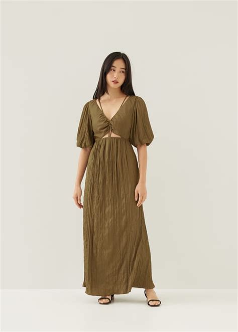 Lynn Padded Textured Fit Flare Maxi Dress Love Bonito Sg