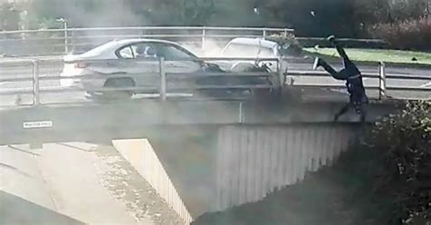 Shocking Moment Motorcyclist Sent Flying Through Air By Car Driver In