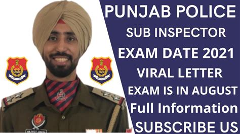 PUNJAB POLICE SUB INSPECTOR EXAM DATE VIRAL LETTER PUNJAB POLICE