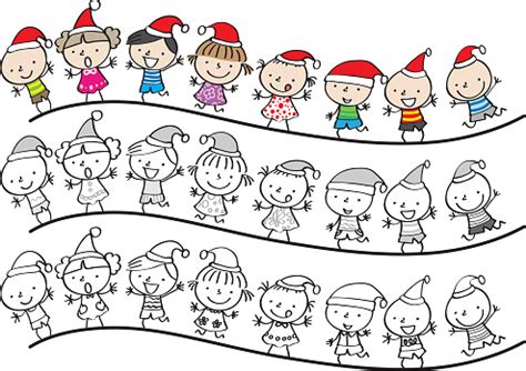 Vector Cartoon Kids Merry Christmas Border Background Stock ...