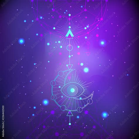 Vector illustration of Sacred or mystic symbol on abstract background ...