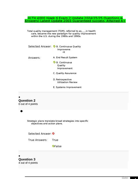 Hlth Week Exam Update Questions Answers Latest