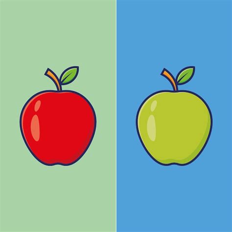 Premium Vector Red And Green Apple Cartoon Vector