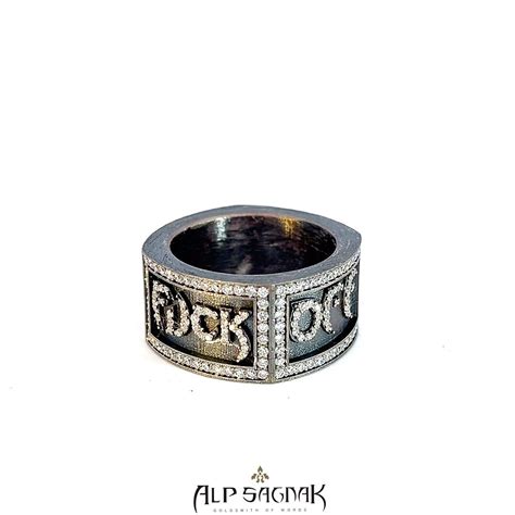 Alp Sagnak K Silver Fuck Me You Off Ring Diamonds Alp Sagnak