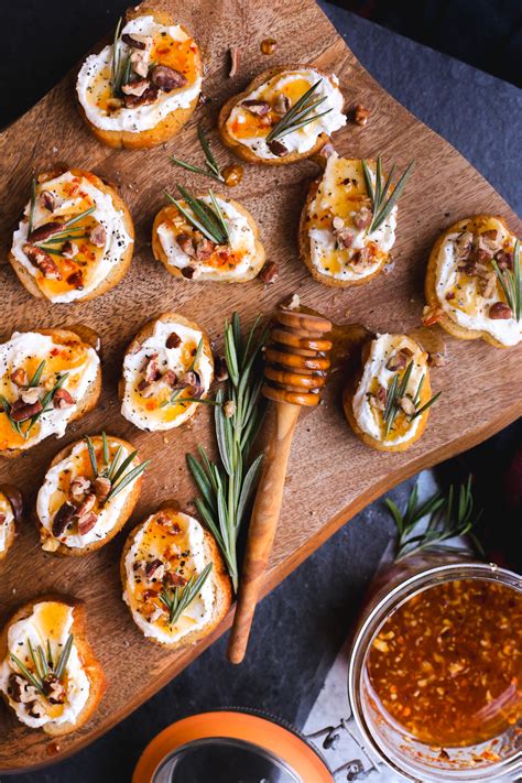 Whipped Feta Crostinis With Hot Honey And Pecans