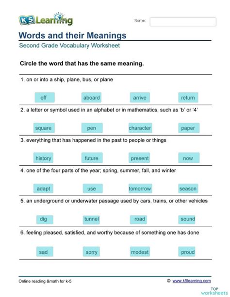 Vocabulary 01 Worksheet. Interactive worksheet | TopWorksheets