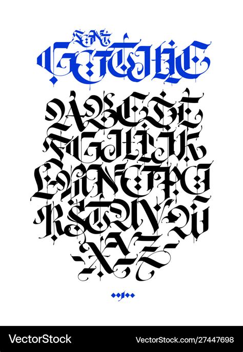 Gothic english alphabet set font for tattoo Vector Image