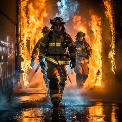 firefighters  action image firefighters bravery flames