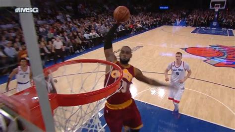 LeBron James throws down the massive slam dunk at MSG